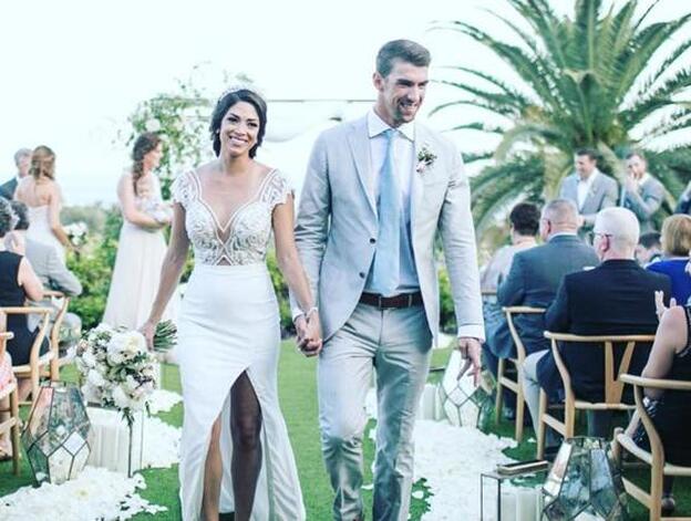 Michael Phelps y Nicole Johnson en una imagen de su boda./instagram.