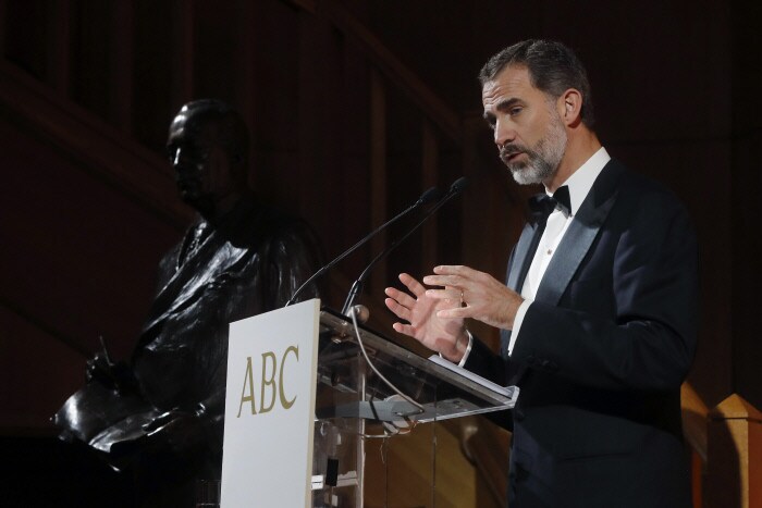 El Rey, durante su discurso en los Premios Periodismo ABC