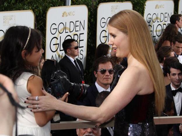 La actriz Amy Adams acudiió a la entrega de los Globos de Oro 2017 con su melena larga y lisa.