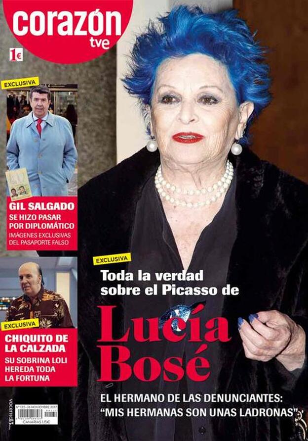 Esta es la portada de la revista 'Corazón' en la que desvelamos la verdad sobre el Picasso que podrían llevar a Lucía Bosé a la cárcel./'corazón'.