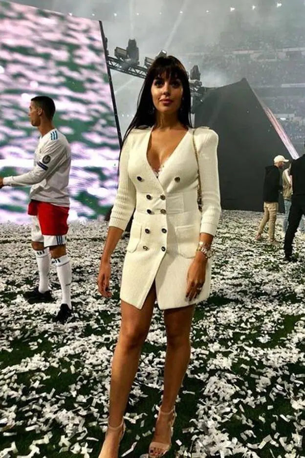 Georgina Rodríguez en una imagen de la celebración de la última Champions del real Madrid./instagram.