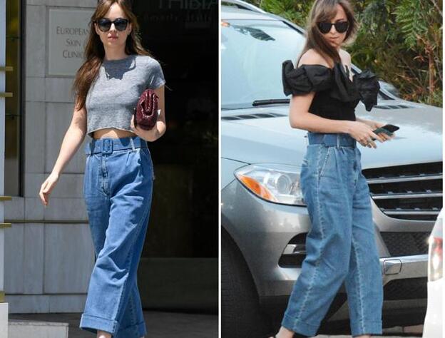 Dakota Johnson luce los mismos pantalones de día que de noche