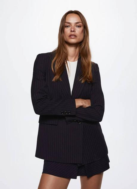 Blazer de raya diplomática cruzada