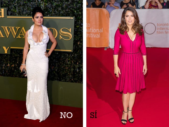 Salma Hayek con dos looks de diferentes escotes