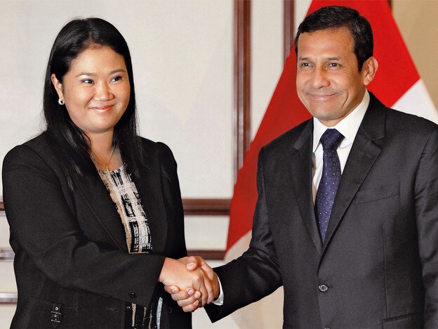Keiko Fujimori, con el actual presidente peruano Ollanta Humala./Cordon Press