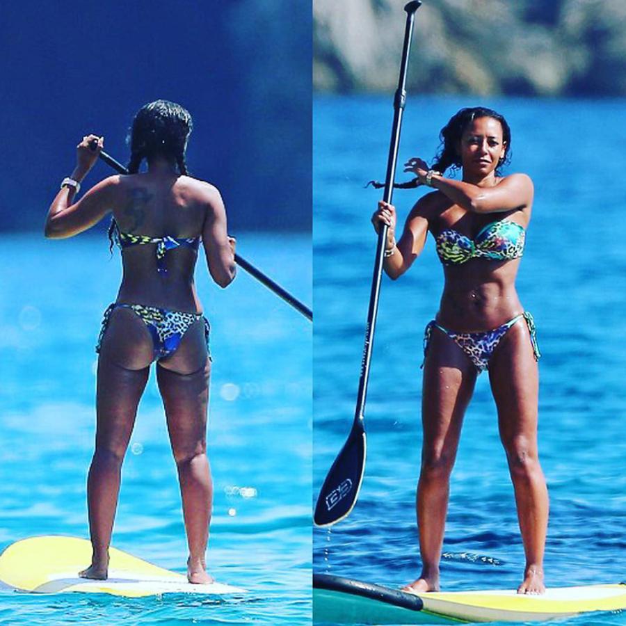 Mel B, en bikini practicando paddle surf