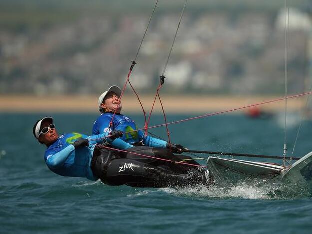 Tamara Echegoyen y Berta Betanzos navegando en una de las pruebas de este ciclo olímpico./getty.