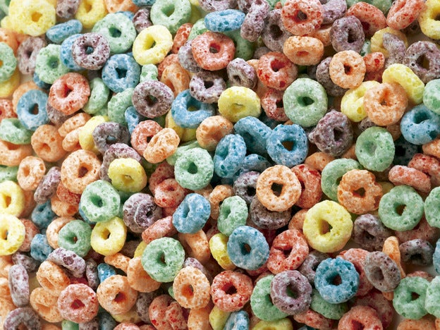 Cereales azucarados de colores