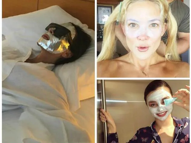 Victoria Beckham, Kate Hudson y Miranda Kerr son algunas de las famosas que han subido fotos a sus redes con una mascarilla facial.