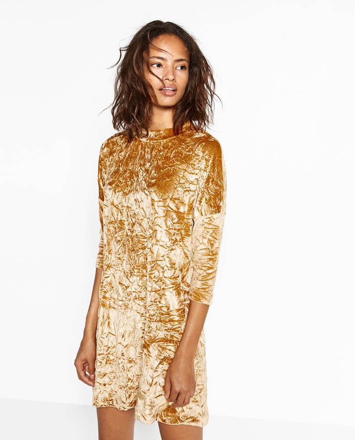 Vestido dorado de Zara