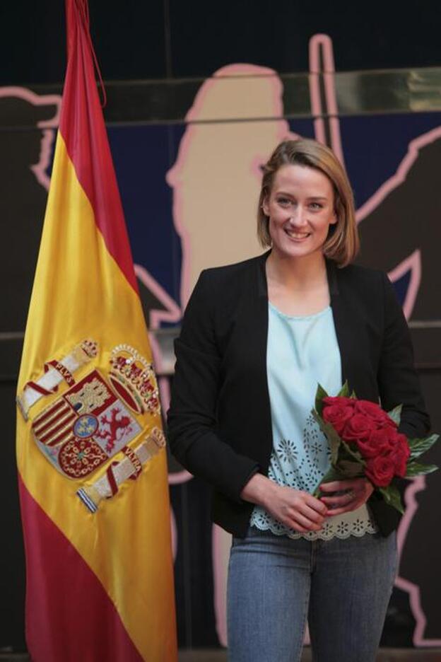 Mireia Belmonte durante la presentación de su estatua de cera./cordon press.