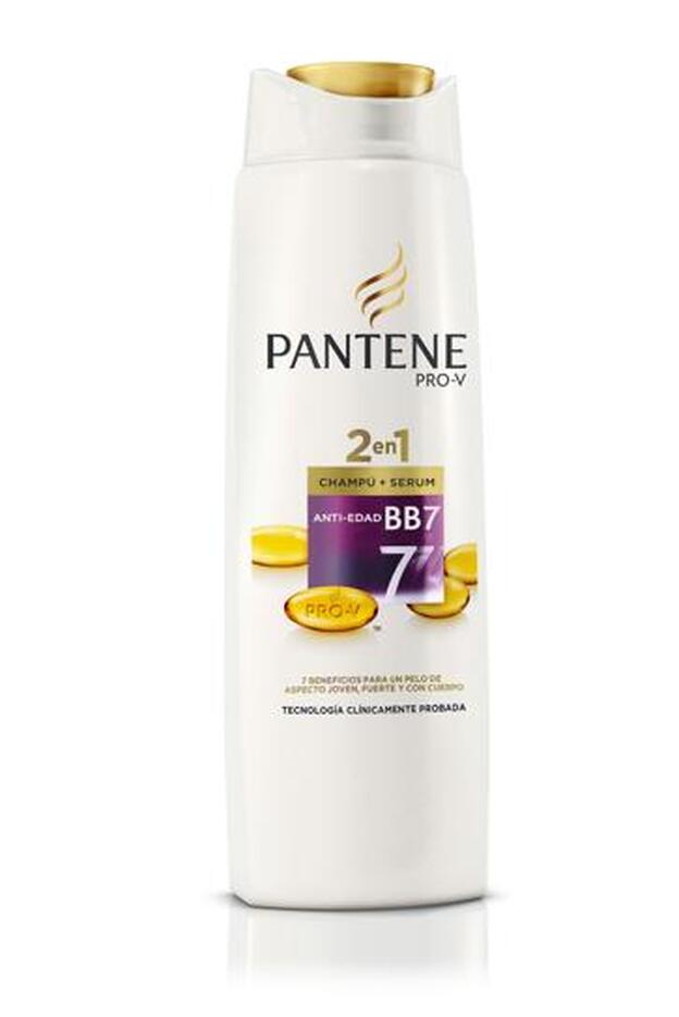 Champú y Acondicionador Anti-Edad BB7 2 en 1 de Pantene, protege los 7 beneficios del pelo joven: fuerza frente a los daños del peinado, abundancia, brillo, suavidad, hidratación, reparación de daños, puntas selladas (3,99€).