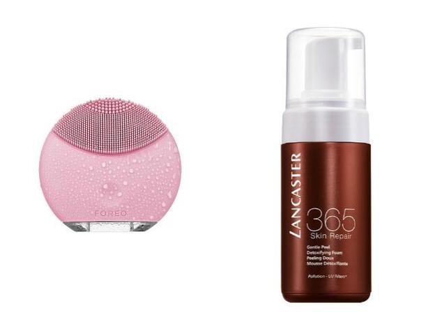 Skin Repair Night &amp; Peel Foam de Lancaster (45 €). Luna mini 2 de Foreo (139 €).