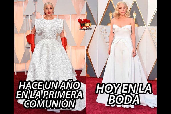 El meme de los looks de Lady Gaga: Oscar 2015 y 2016