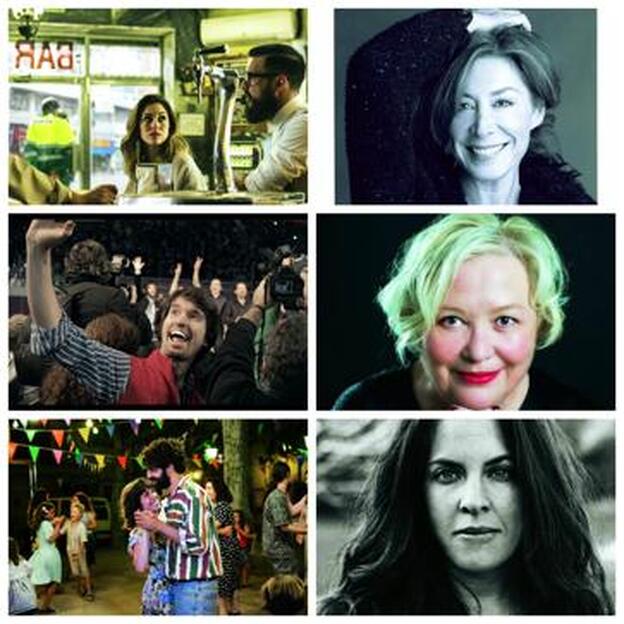 Tres de las películas participantes en el festival: de arriba abajo, El Bar (Eloy de la Iglesia), Selfie (Víctor García León) y Verano de 1993 (Carla Simón). Desde arriba, Fiorella Faltoyano, Sylvie Imbert y Claudia Llosa.