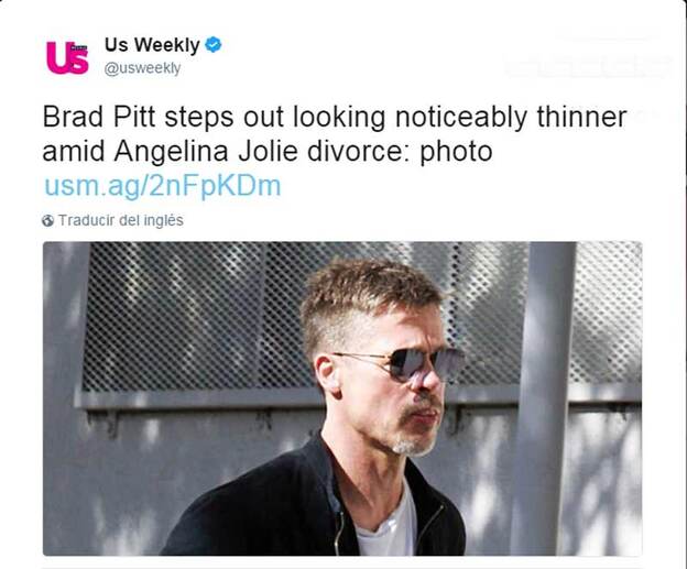 Bard Pitt, irreconocible en unas imágenes de 'US Weekly'./twitter.