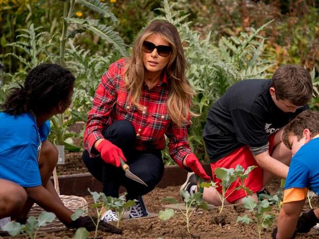 Melania Trump trabajando en el huerto. / GTRES