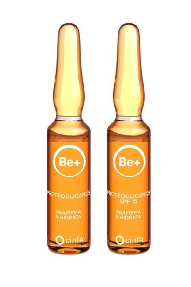 Be+ Ampollas Proteoglicanos, libre de aceite con un 3% de proteoglicanos y ácido hialurónico y un 5% de vitamina C. Pensadas para pieles maduras, cansadas o fatigadas, prometen combatir las manchas, las arrugas y la falta de firmeza tanto a largo plazo como después de su aplicación. Aptas para pieles sensibles, con y sin SPF, 40,80 €. 30 ampollas de 2 ml.