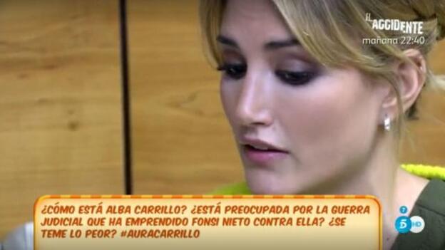 Alba Carrillo habla sobre la demanda de Fonsi Nieto en 'Sálvame'.