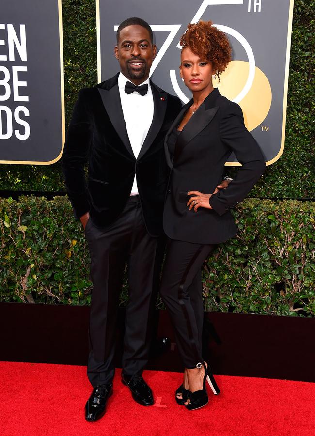 Parejas en la alfombra roja de los Globos de Oro 2018: Sterling K. Brown y Ryan Bathe