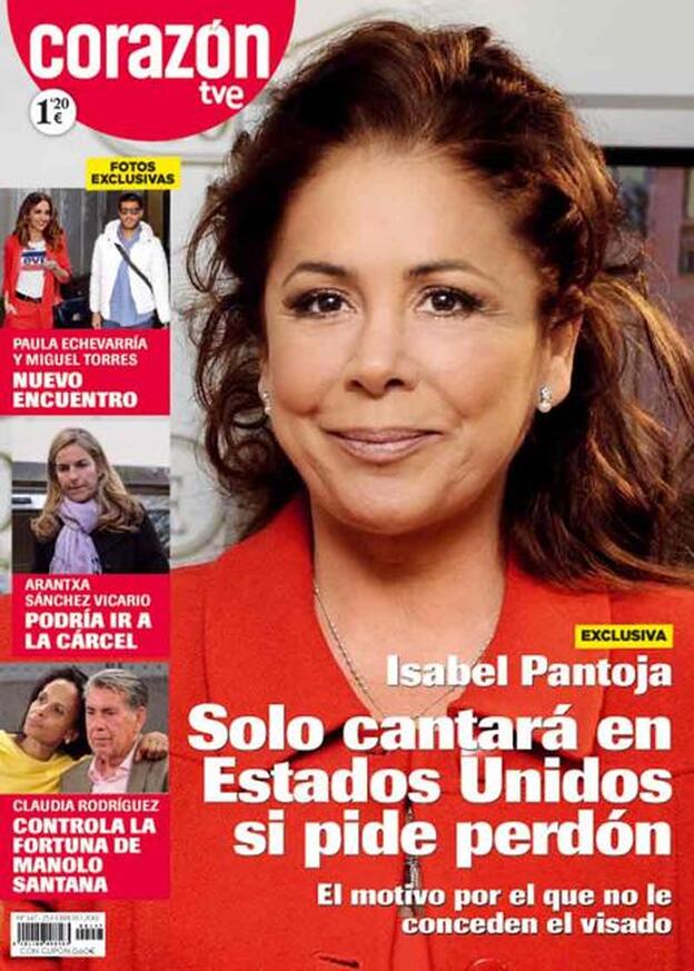 Isabel Pantoja y el no perdón que le impidió cantar en Estados Unidos, portada de la revista 'Corazón'./corazón.