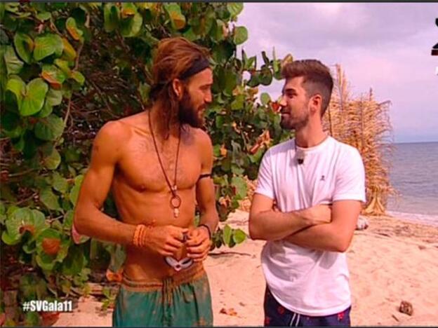 Alejandro Albalá y Logan en su tenso cara a cara en 'Supervivientes 2018'./twitter.