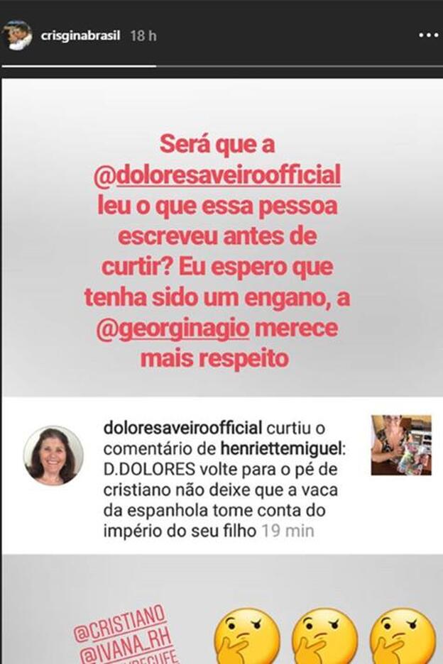 Los usuarios de Instagram han capturado la reacción de Dolores Aveiro a dicho comentario.