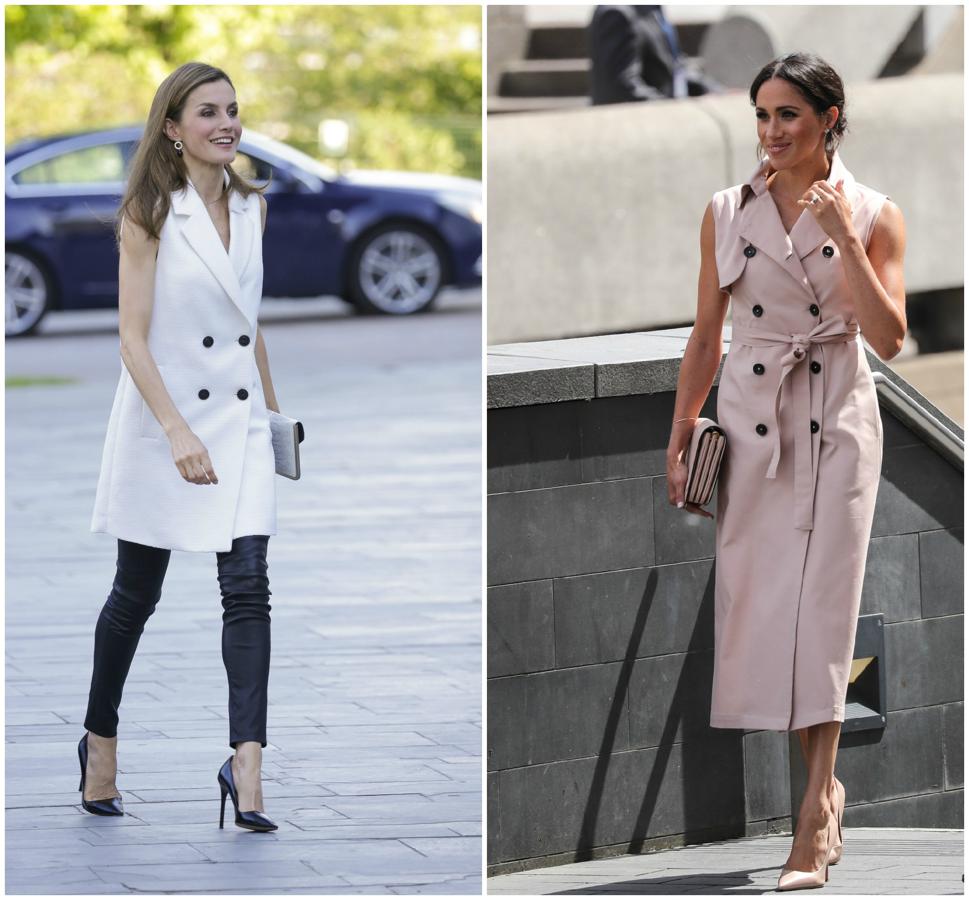 Letizia y Meghan Markle, unidas por un maxi chaleco