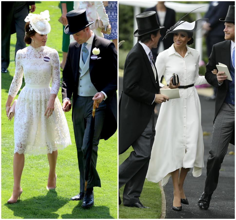 Kate Middleton y Meghan Markle, de blanco en Ascot