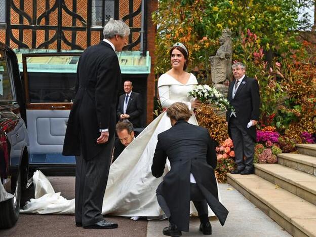 Eugenia de York a su llegada a la capilla.