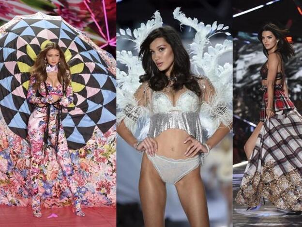 Gigi Hadid, Bella Hadid y Kendall Jenner en el desfile de Victoria's Secret.