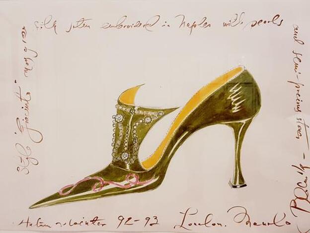 Boceto de un zapato creado por Manolo Blahnik.