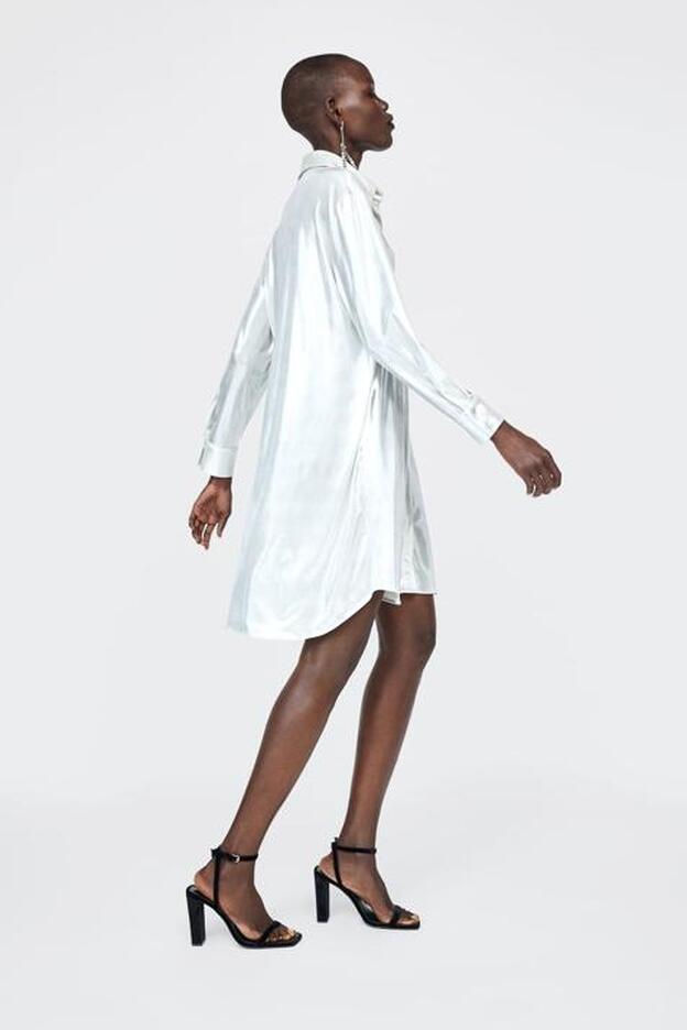 segundo aspecto Decorativo El vestido camisero metalizado que Zara planea agotar en unas horas | Mujer  Hoy