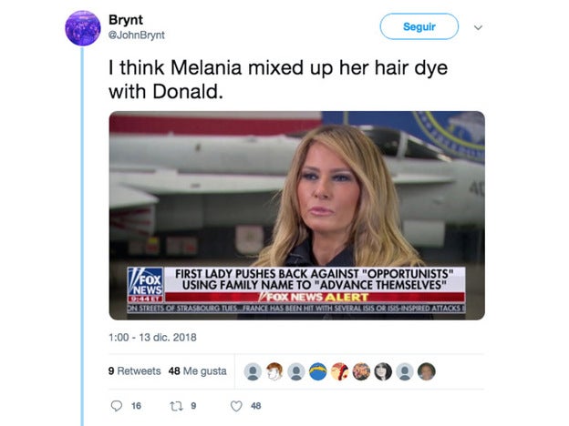 Así de rubia se ha podido ver a Melania en la televisión americana.