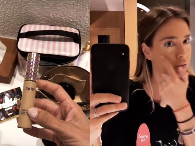 Marta Carriedo utilizando el corrector shape tate de Tarte.