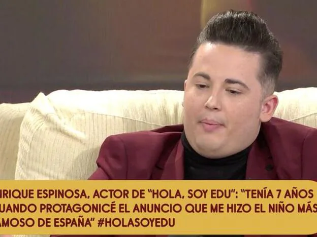 Enrique Espinosa recuerda cómo le hicieron 'bullying' tras protagonizar el anuncio de "Hola soy Edu, Feliz Navidad"./telecinco.