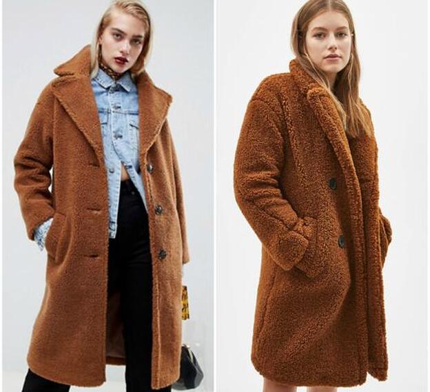 1. Abrigo peluche de Asos. (102,99 euros). 2. Abrigo de borreguito color camel de Bershka. (49,99 euros).