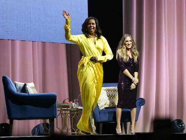 Michelle Obama y Sarah Jessica Parker en el evento de presentación del libro de la exprimera dama.