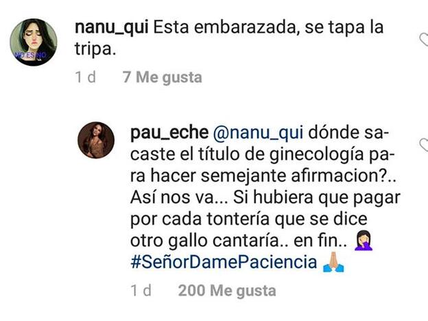 La respuesta de Paula Echevaría a una seguidora que dijo que la actriz estaba embarazada.