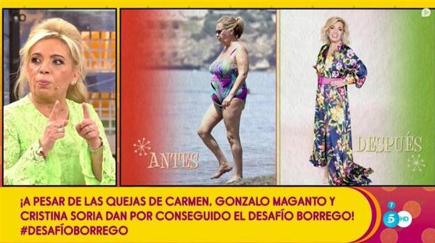 Así mostró 'Sálvame' el antes y el después de Carmen Borrego. Pincha sobre la foto para ver el antes y el después de los colaboradores y presentadores de 'Sálvame'.