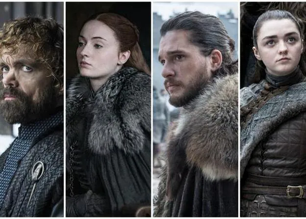 Tyrion Lannister (Peter Dinklage), Sansa Stark (Sophie Turner), Jon Nieve (Kit Harington) y Arya Stark (Maisie Williams)/hbo