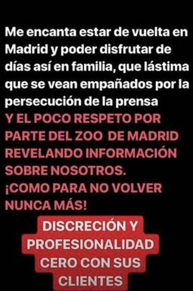 Georgina Rodríguez se enfada en Instagram por sus imágenes en el zoo de Madrid.