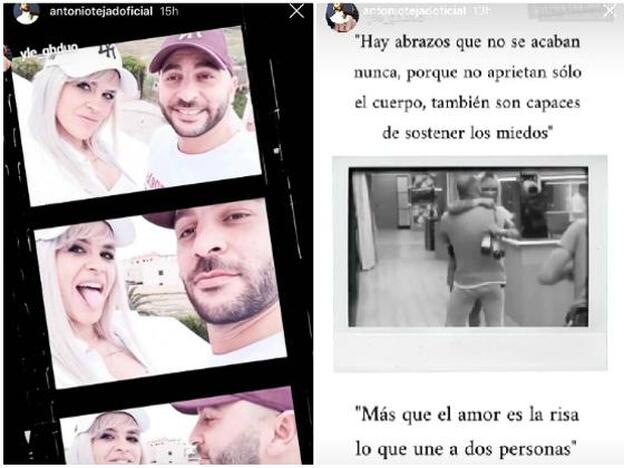 Los stories de Antonio Tejado que comparte de las cuentas de fans de la pareja.