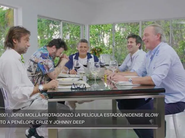 Imagen de la cena entre Bertín Osborne y Alejandro Sanz en Miami en la que Jordi Mollá ha acudido como invitado.
