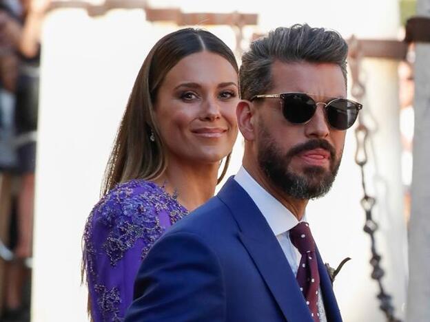 René Ramos y Lorena Gómez en una imagen en la boda de Sergio Ramos y Pilar Rubio./gtres.