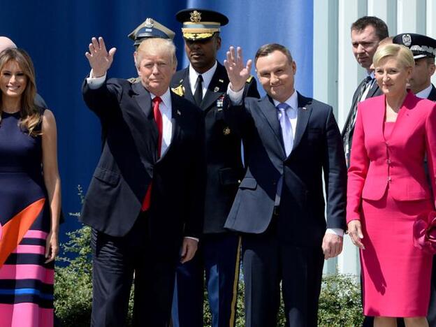 Los Trump con Andrzej Duda y Agata Kornhauser-Duda durante su visita a Polonia./Gtres