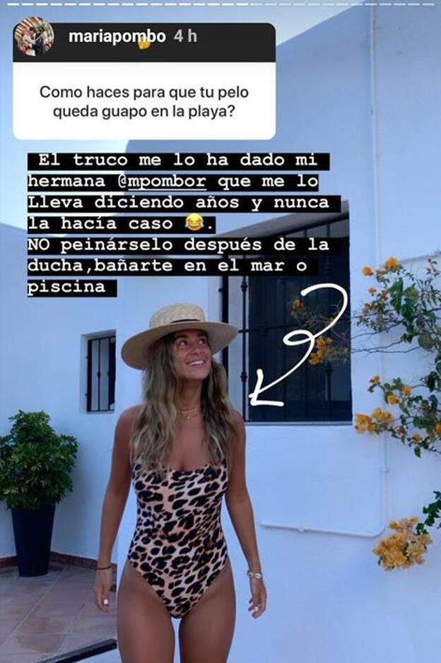 María Pombo ha desvelado uno de sus trucos para conseguir presumir de melena perfecta este verano incluso en la playa o la piscina.