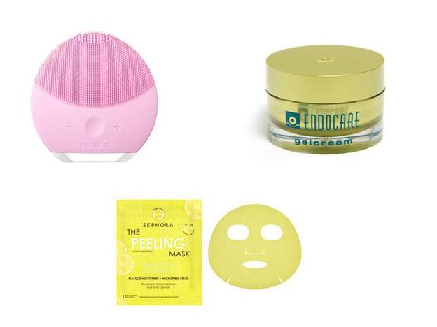 1. Dispositivo de Limpieza Facial LUNA Mini 2 Pearl Pink Foreo (108 euros) / 2. Gel cremoso, ligero y no graso para hidratar, regenerar y actuar como antioxidante (27,96 euros) / 3. Mascarilla de peeling de Sephora (4,95 euros)