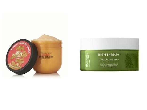 1. Body Yogurt de Jengibre de The Body Shop (10 €). 2. Bath Therapy Esencia Vigorizante Corporal de Biotherm (22 €).