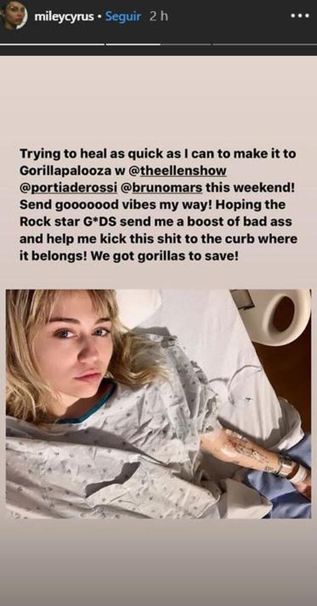 Así anunciaba Miley que estaba hospitalizada.